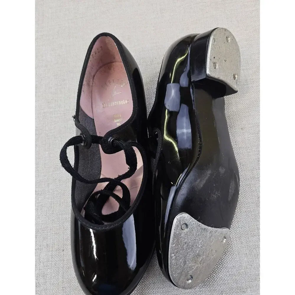 Vintage Capezio Tap Shoes Mary Jane Black Patent‎ Finish Dancewear 3800 Kids 3.5